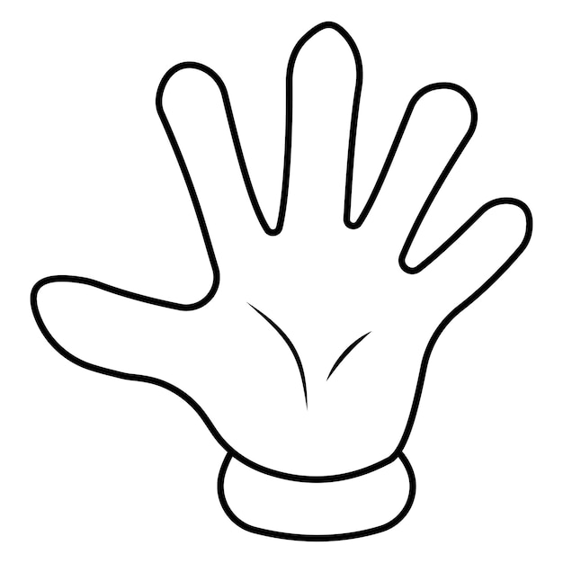 Mano de dibujos animados cinco dedos señal de palma con los dedos saludando