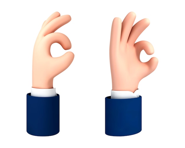 Vector mano de dibujos animados haciendo gesto ok aislado en fondo blanco. la mano en estilo de dibujos animados muestra el signo ok. ilustración vectorial