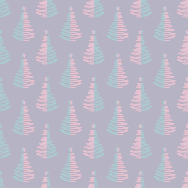 Mano de dos tonos simple perfecta dibujar fondo de patrón de árbol de Navidad
