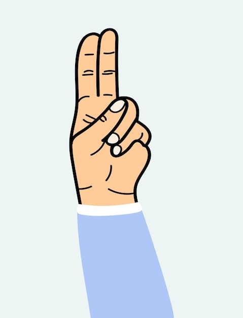 La mano es un gesto que indica paz Para usar en textiles, papel de embalaje, impresión de recuerdos.
