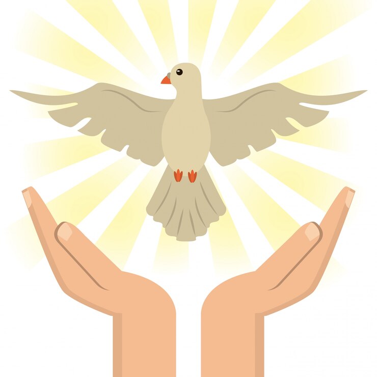 Mano con espíritu santo católico