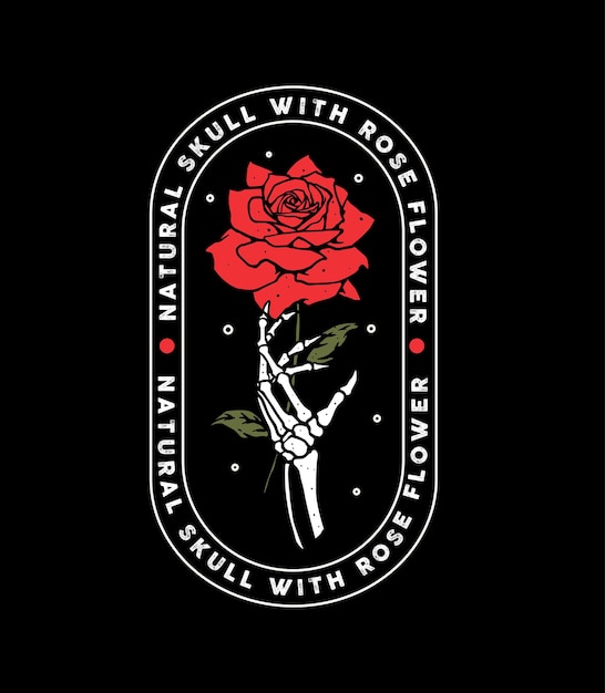 Mano esquelética con diseño de flor rosa
