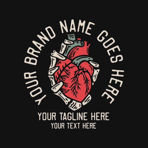 Mano de esqueleto sosteniendo una plantilla de diseño de camiseta vintage de corazón