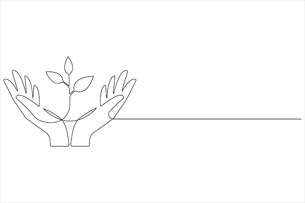 una mano está alcanzando el cielo con una planta que crece fuera de ella