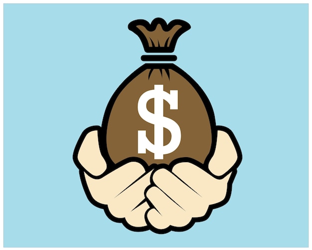 La mano está dando billetes de dinero a la otra mano Concepto de pago de dinero Estilo plano de pago de salario