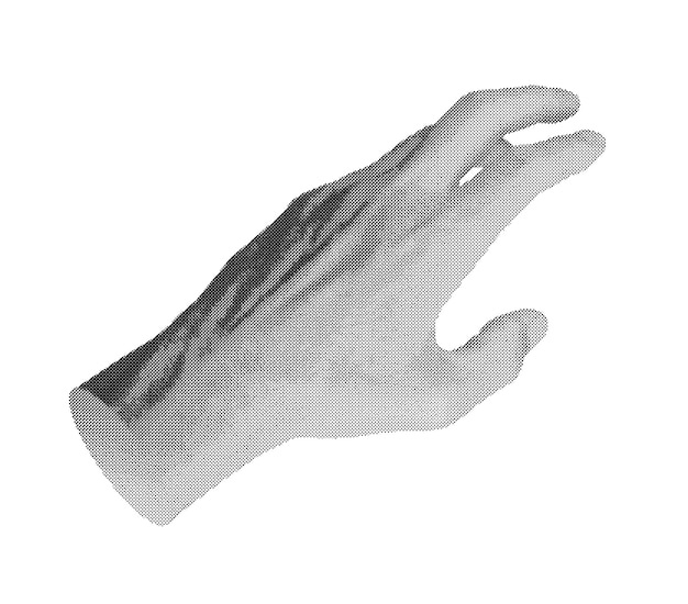 La mano extendiéndose para coger algo invisible icono gesto aislado en blanco