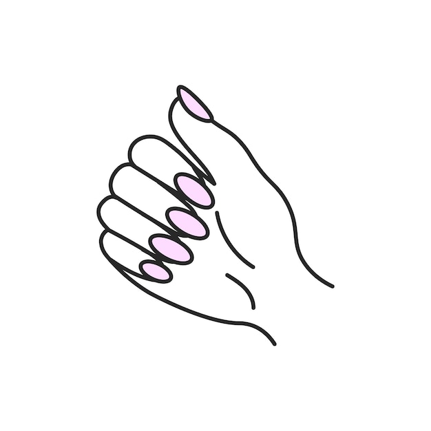 Mano femenina con icono de manicura elegante Ilustración vectorial de dibujos dibujados