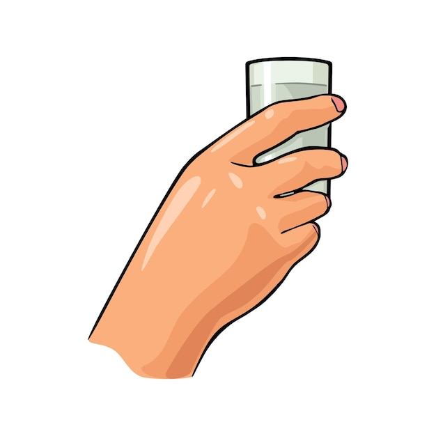 Mano femenina sosteniendo ilustración de vector de color de vodka de vidrio