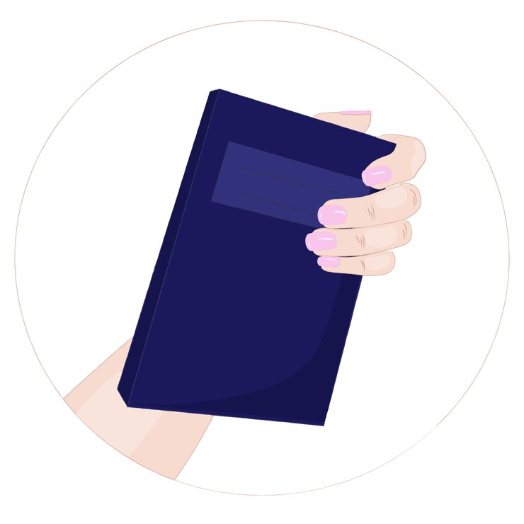 Vector mano femenina sosteniendo un libro