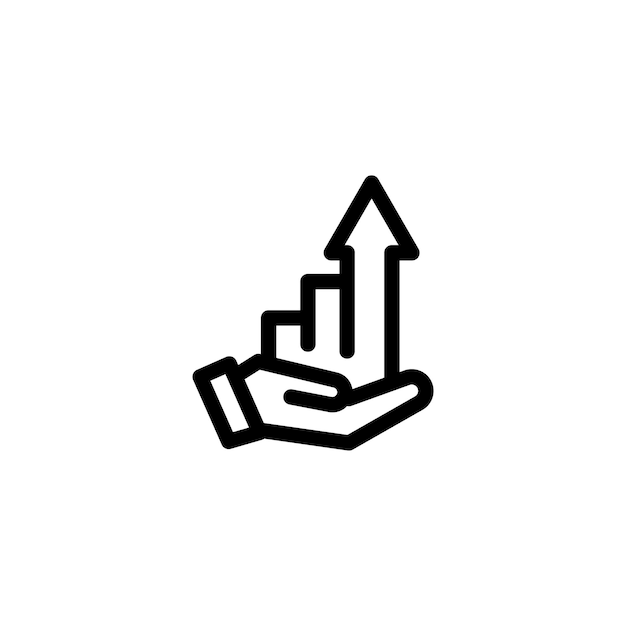 mano con flechas gráficas icono de tendencia alcista