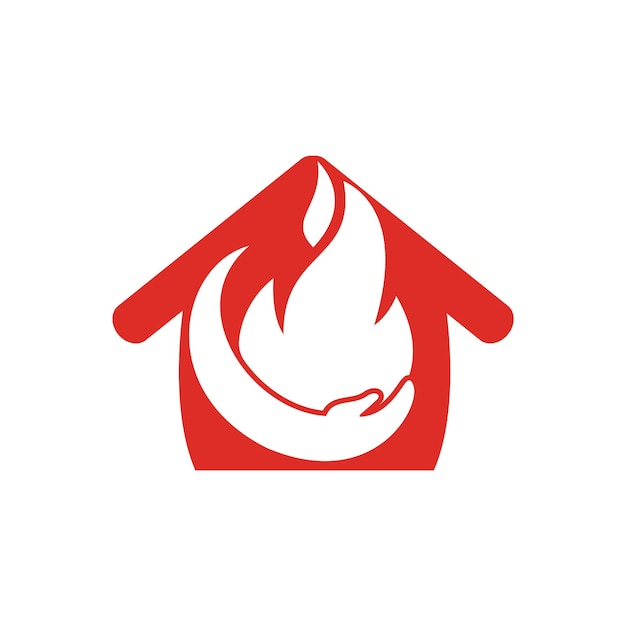 Mano y fuego con diseño de logotipo de icono de casa