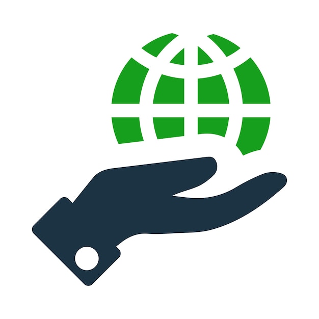 Mano globo mundial en todo el mundo Mano sosteniendo un icono de globo