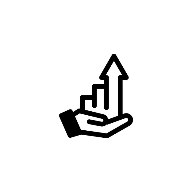 mano, con, gráfico, acción, icono