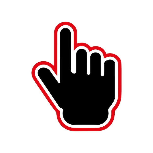 Una mano hace clic en iconos con fondo blanco