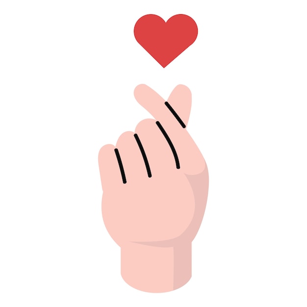 Mano haciendo signo de amor de corazón mini Corazón de dedo coreano