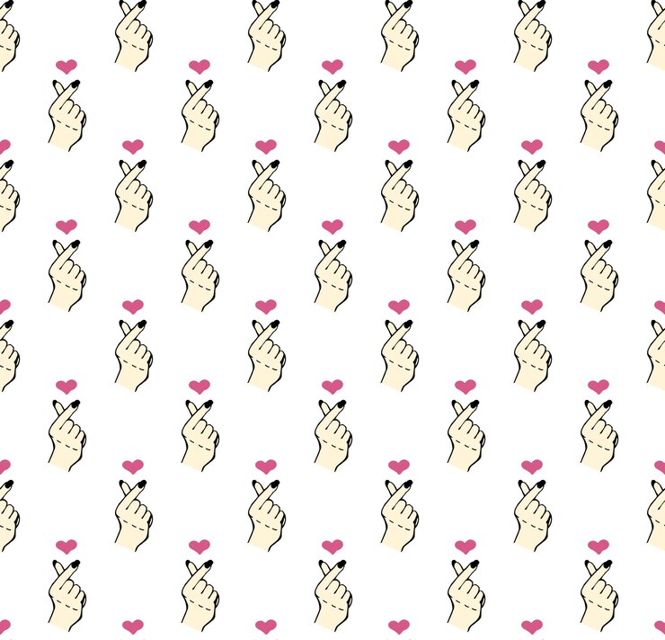Mano haciendo signo de corazón patrón de vector transparente