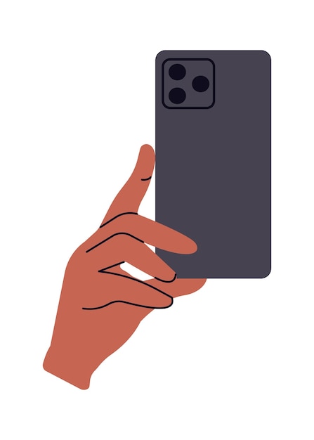 Mano de hombre afroamericano con vista trasera de teléfono móvil