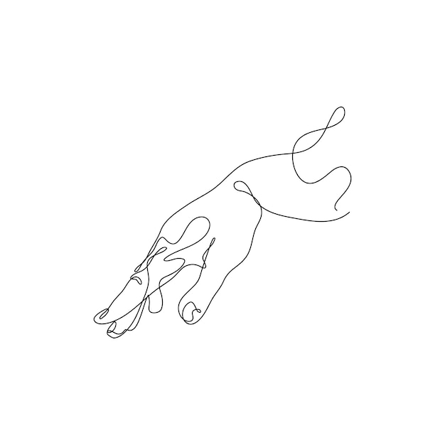 Mano humana abstracta Dibujo de una línea arte singular estética simple Perfecto para impresión, decoración de paredes