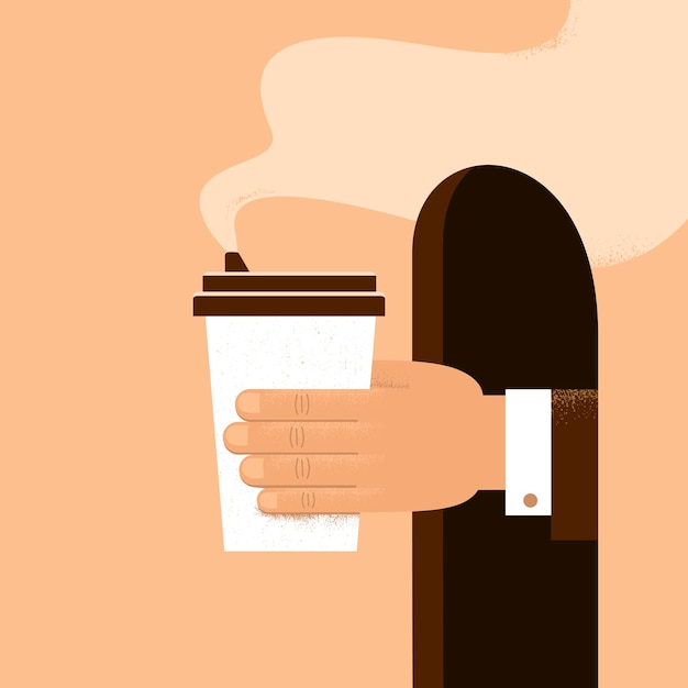 Vector mano humana sosteniendo una taza de café para llevar ilustración vectorial