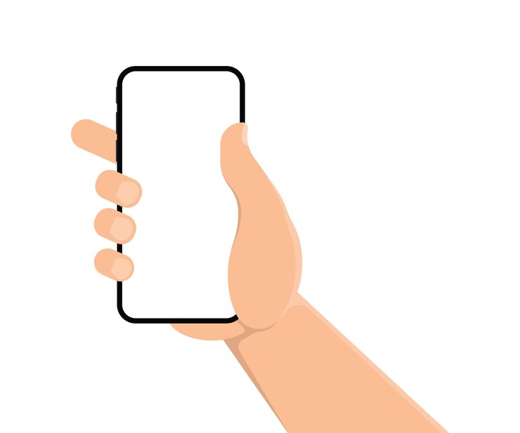 Vector mano humana sosteniendo teléfono inteligente teléfono móvil en la mano del hombre ilustración vectorial