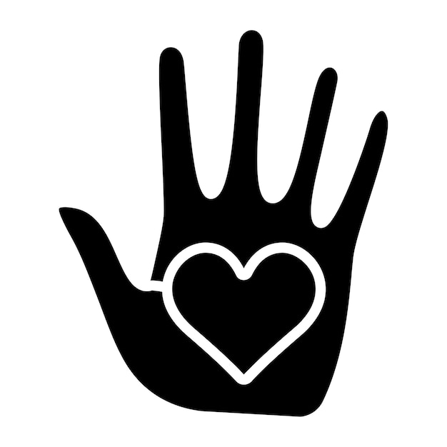 La mano con el icono de la línea del corazón El cuidado, el amor, la ayuda, el apoyo, la caridad, la bondad, la compasión, el dar la mano, el corazón, la humanidad, la donación, la empatía, el símbolo de la comunidad, la protección, el toque, la paz, el bienestar.