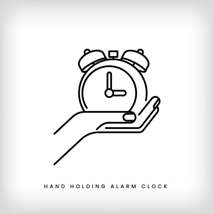 Vector mano con un icono lineal de reloj gestión del tiempo ilustración de línea delgada personalizable símbolo de contorno