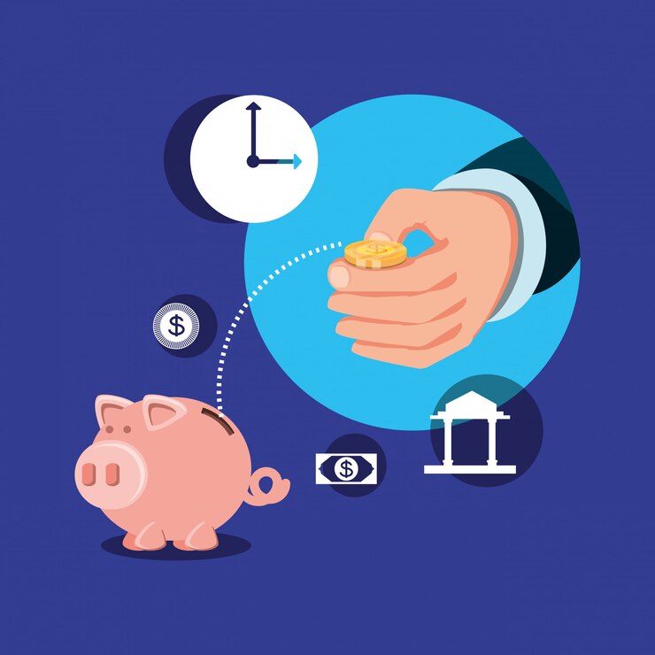 Vector mano con iconos fijados economía finanzas