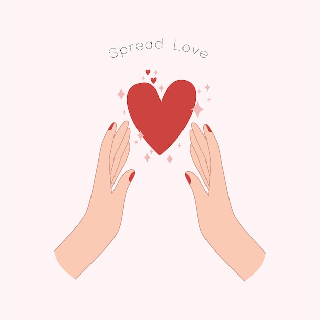 Mano con ilustración de símbolo de corazón de amor
