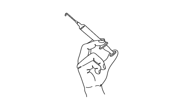 Mano con una jeringa para inyecciones médicas
