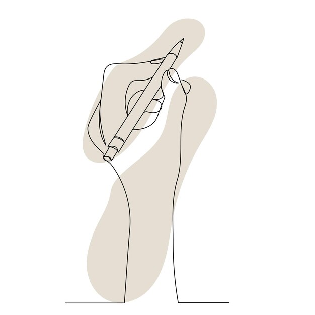 mano, con, lápiz, bosquejo, continuo, línea, dibujo, vector