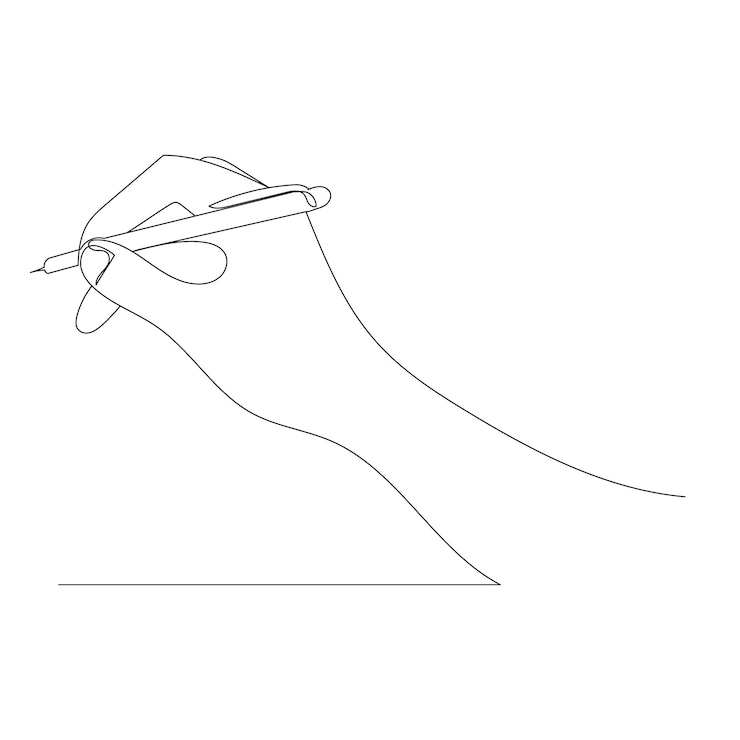 Vector mano con lápiz dibujando un vector de línea continua, aislado