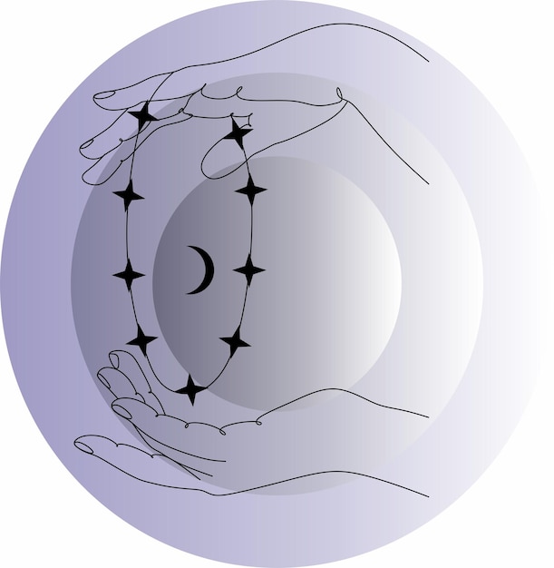 Mano mágica con estrellas Elementos de diseño esotéricos y místicos