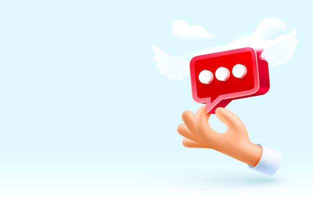 Mano mano sosteniendo un mensaje de banner de icono de chat Vector