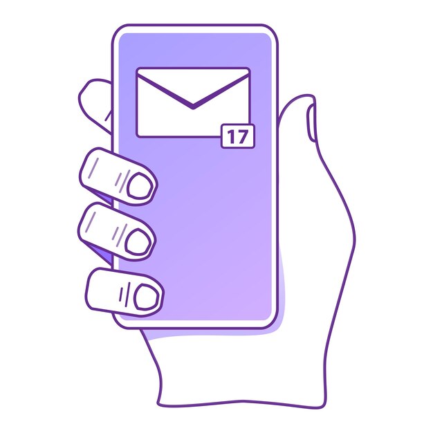 Mano masculina que sostiene la notificación de correo electrónico móvil del teléfono inteligente Nuevos mensajes al teléfono