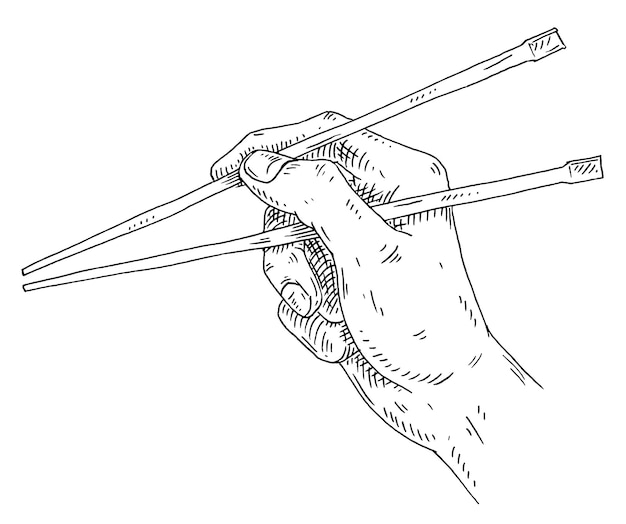 Mano masculina sosteniendo un palillos. Eclosión de la vendimia