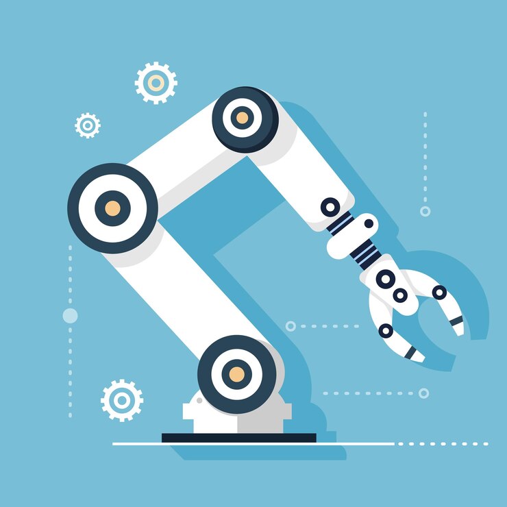 Vector mano mecánica o brazo robótico manipuladores de robots de ia industriales aplicación de la inteligencia artificial