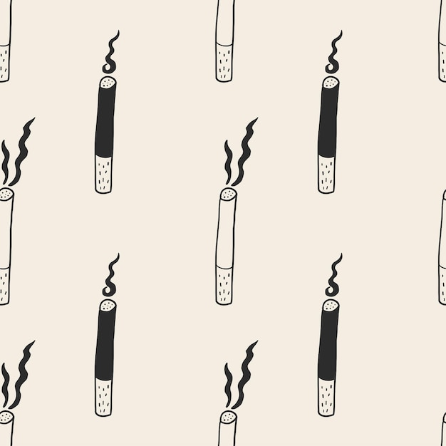 Mano monocromática dibujar fondo de patrón de cigarrillos para el Día Mundial Sin Tabaco