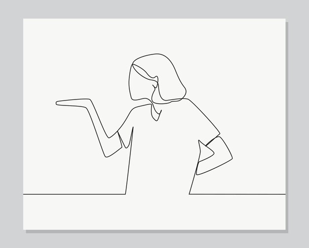 Mano de mujer preguntando ilustración de una línea continua