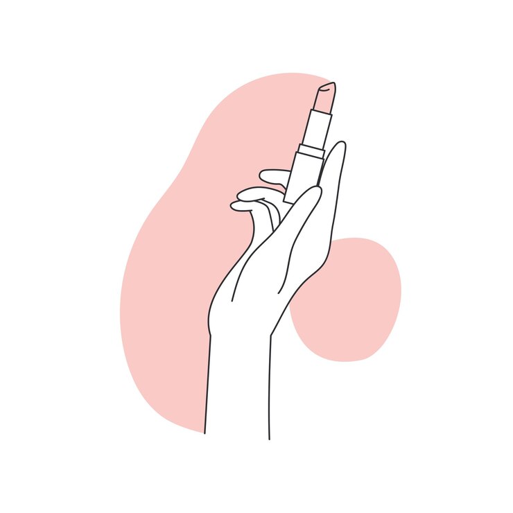 Vector la mano de la mujer sostiene el lápiz labial