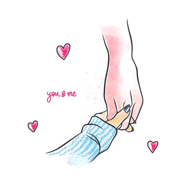 Una mano de mujer en un suéter con hermosas uñas sostiene una mano de hombre manos acuarelas de amantes | Vector Premium Una mano de mujer en un suéter con hermosas uñas sostiene una mano de hombre manos acuarelas de amantes | Vector Premium