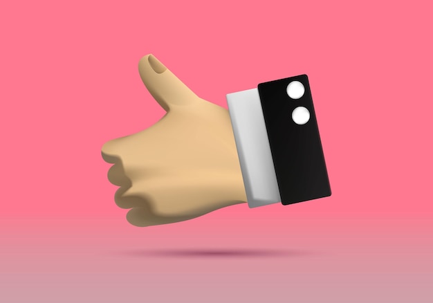 mano de negocio de ilustración de vector de pulgar 3d