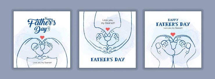 Mano del padre sosteniendo los pies del bebé recién nacido en el dibujo de arte lineal Concepto de parto de paternidad