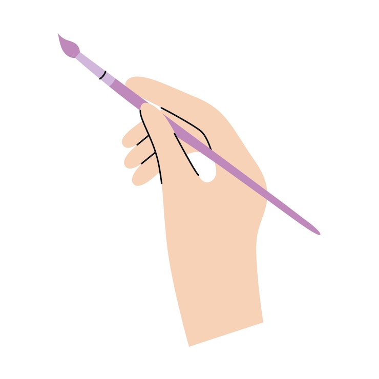 Vector mano con pincel de pintura en estilo plano dibujado a mano ilustración vectorial moderna perfecta para artículos de arte o decoración de tiendas de papelería