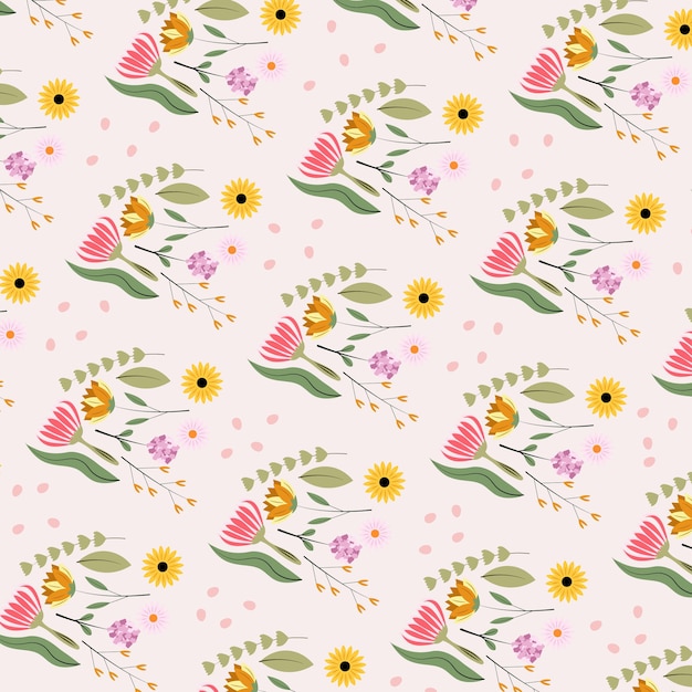 Mano plana abstracta dibujar fondo floral. Ilustración vectorial.