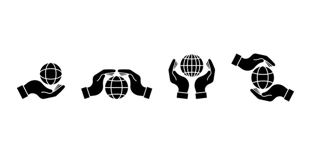 La mano con el planeta sosteniendo el globo salva y cuida del mundo o la tierra