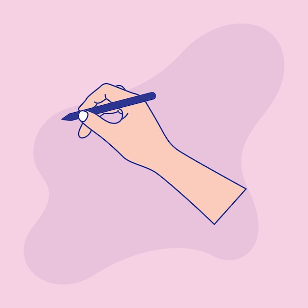 mano y pluma para escribir
