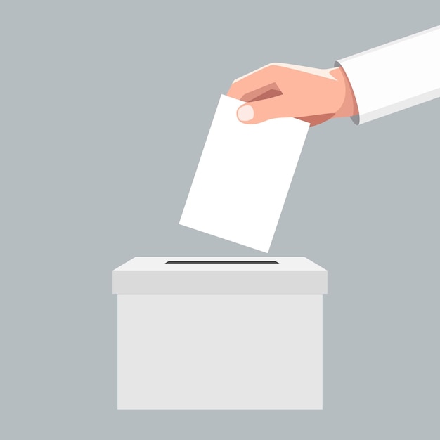 La mano pone el boletín de votación en la casilla de votación