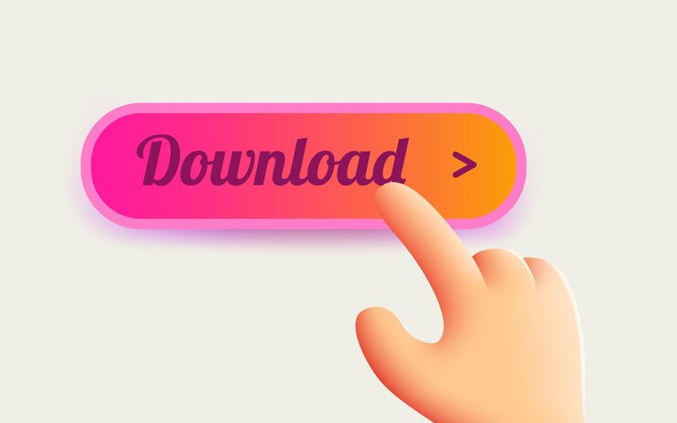 Vector la mano presiona el botón de descarga