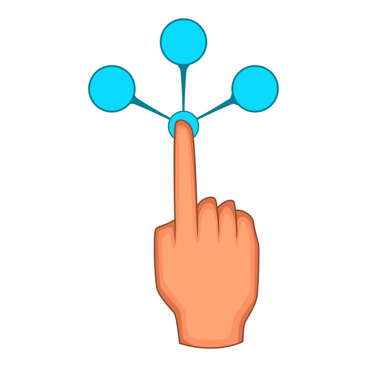 Vector mano presionando el icono del botón de la pantalla táctil ilustración de dibujos animados de mano presionando el icono de vector del botón de la pantalla táctil para web
