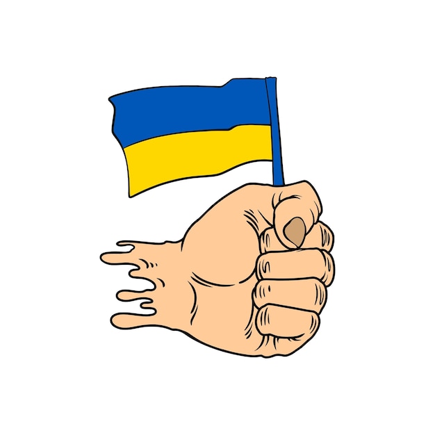 mano que sostiene la bandera de ucrania
